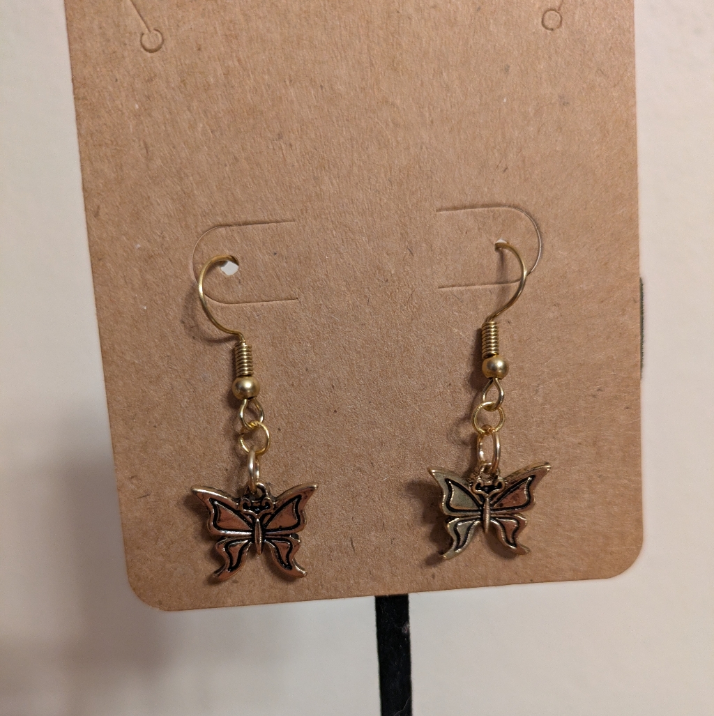 Bogo Freehandmade Gold Butterfly Earrings 12$